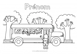 Coloriage à personnaliser Bus, car Transport en commun terrestres Rentrée scolaire