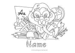 Colouring to customise Lion Mistress/Master School Book Wild Animals Of Africa Reading Pencil School Bag Globe Education Professions Classroom Board Classroom Stationery Supplies Square