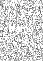 Free colouring Decorated name Alphabet Decorative background