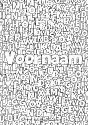 Kleurplaat aanpassen Gedecoreerde naam Alfabet Decoratieve achtergrond