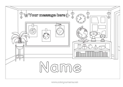 Colouring to customise Cup, Trophy, Medal School Book Reading Competitions And Awards Globe Classroom Board Classroom
