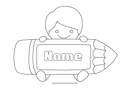 Coloring to customize Boy Child Pencil Back to School Student School supplies Labels