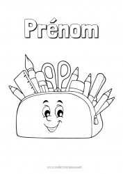 Coloriage à personnaliser Art Crayon Fournitures scolaires Trousse Ciseaux