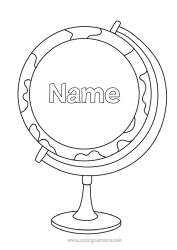 Free colouring Geography Globe