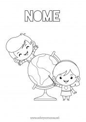 Disegno gratuito Ragazza Ragazzo Bambino Geografia Globo terraqueo