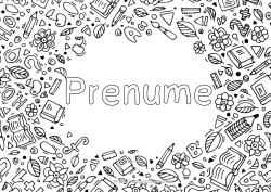 Pagină de colorat personalizată Pensulă Carte Lectură Creion Întoarcerea la școală Materiale școlare Fundal decorativ
