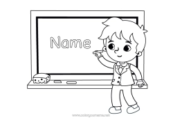 Colouring to customise Boy School Back To School Classroom Board Classroom Pupil