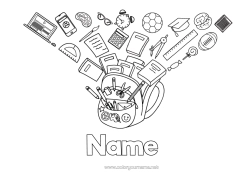 Colouring to customise Balloons Book Reading Pencil School Bag Back To School Student Cap Stationery Supplies Rapporteur Compass