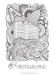 Gratis fargelegging Mandala Høst Klokke Blader Komplekse fargelegginger Bok Lesing Skolestart