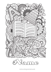 Colouring to customise Mandala Autumn Bell Leaves Complex Colouring Pages Book Reading Back To School