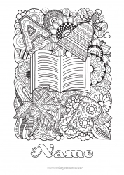 Coloring to customize Mandala Autumn Bell Leaves Complex coloring pages Book Reading Back to School