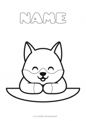 Coloring to customize Wolf Cute Kawaii Animal Easy coloring pages Forest animals School desk