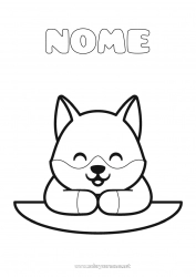 Desenho para personalizar Lobo Fofo Kawaii Desenhos para colorir fáceis Animais da floresta Carteira