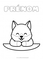 Dessin gratuit Loup Mignon Kawaii Coloriages faciles Animaux de la forêt Pupitre