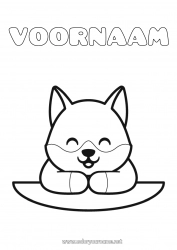 Gratis kleurplaat Wolf Schattig Kawaii Dier Eenvoudige kleurplaten Bosdieren Schoolbureau