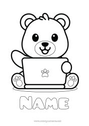 Free colouring Bear Cute Animal Teddy bear Easy colouring pages Forest animals Computer