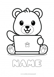 Free coloring Bear Kawaii Teddy Bear Easy coloring pages Forest animals Computer