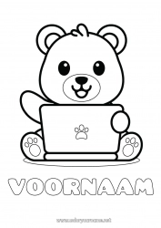Gratis kleurplaat Beer Kawaii Dier Knuffelbeer Eenvoudige kleurplaten Bosdieren Computer