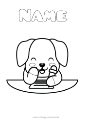 Colouring to customise Cute Cute Dog Animal Easy Colouring Pages Dogs And Cats Pencil Stationery Supplies Lectern