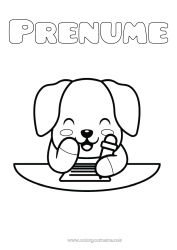 Pagină de colorat personalizată Drăguț Drăguț Câine Animal Desene de colorat ușoare Câini și pisici Creion Materiale școlare Catedră