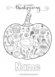 Free coloring Pumpkin Thanksgiving Turkey Autumn Farm animals