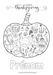 Coloriage gratuit Citrouille Thanksgiving Dindon Automne Animaux de la ferme