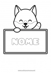 Colorare per personalizzare Lupo Carino Kawaii Animale Disegni da colorare facili Animali della foresta Cartello