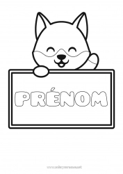 Coloriage gratuit Loup Mignon Kawaii Animal Coloriages faciles Animaux de la forêt Pancarte