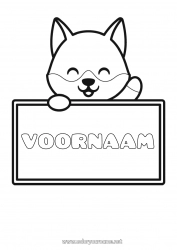 Kleurplaat aanpassen Wolf Schattig Kawaii Dier Eenvoudige kleurplaten Bosdieren Bord