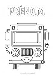 Coloriage gratuit Véhicules Bus, car Transport en commun terrestres Rentrée scolaire Cartoon