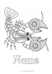 Desenho grátis Animal Zentangle Animais marinhos ou aquáticos Lagosta