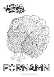 Gratis färgläggning Tacksägelsedagen Kalkon Mandala Gårdsdjur