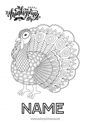 Free drawing Thanksgiving Turkey Mandala Farm animals