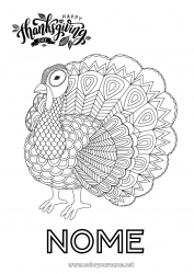 Disegno gratuito Thanksgiving Tacchino Mandala Animali da fattoria