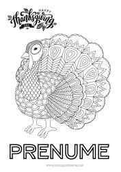 Desen liber de colorat Ziua Recunoștinței Curcan Mandala Animale de fermă