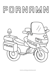 Gratis färgläggning Fordon Motorcykel Polis Polisbilar Tvåhjuliga fordon Räddnings- och nödsituationfordon Säkerhetsyrken