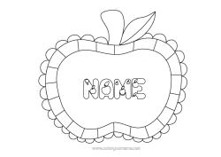 Colouring to customise Fruit Easy Colouring Pages Apple