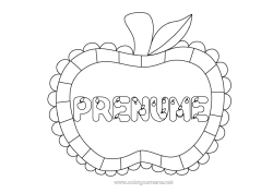 Pagină de colorat personalizată Fructe Desene de colorat ușoare Măr