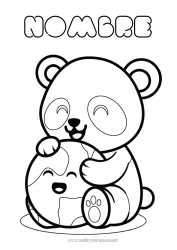 Colorear para personalizar Kawaii Panda Tierra Día de la Tierra Otros animales del mundo