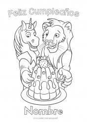 Dibujo libre Tarta Cumpleaños Caballo León Animales Mensaje de feliz cumpleaños (inglés) Animales de granja Animales salvajes de África