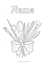 Free coloring Art Brush Pencil Back to School School supplies Scissors