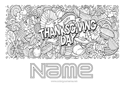 Colouring to customise Thanksgiving Autumn Cornucopia Thanksgiving Turkey