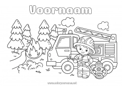 Gratis tekening Brandweerman Brandweerwagen Nood- en hulpvoertuigen Veiligheidsberoepen Bos