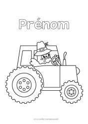 Coloriage gratuit Thanksgiving Dindon Véhicules Tracteur Véhicules de la ferme Animaux de la ferme
