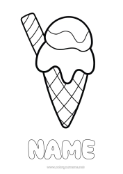 Free colouring Treats, sweets Ice cream Easy colouring pages