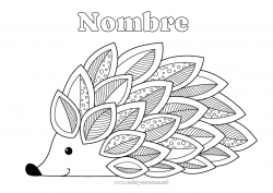 Colorear gratis Erizo Zentangle Animales del bosque