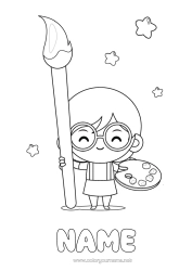 Free colouring Art Girl Child Brush Painting