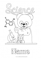 Free coloring Bear Teddy Bear Forest animals Education Professions Scientist Science Microscope