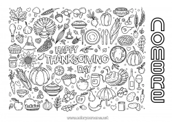 Colorear gratis Thanksgiving Otoño