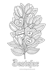 Gratis fargelegging Blomster Hjerte Tulipan